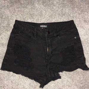 Black forever 21 ripped shorts